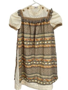 Harrods Dress Neutral Earth Tones Floral Girls Size 7